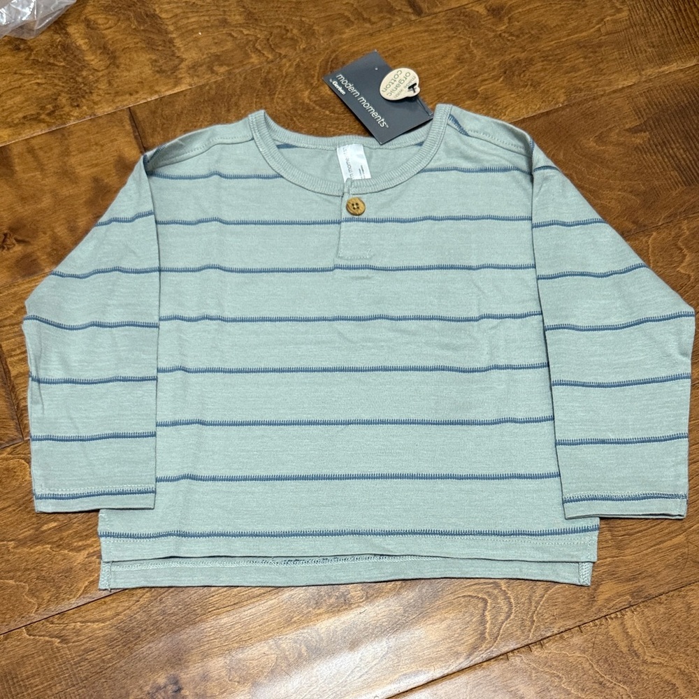 NWT Size 4T Modern Moment Striped Green and Blue Long Sleeve